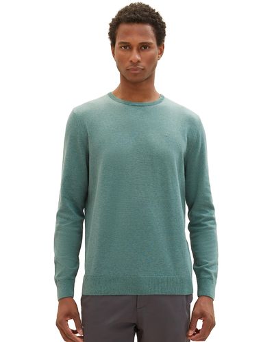 Tom Tailor 1027661 Basic Crewneck Strickpullover - Grün