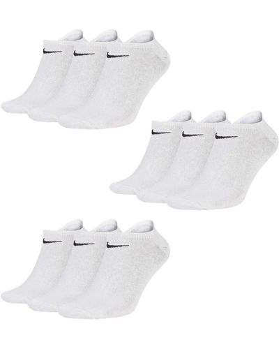 Nike Performance SX4705 Lot de 9 paires de chaussettes pour baskets Blanc/noir