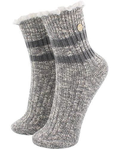 Birkenstock Fashion Slub Lace Socks Mid Grey Melange Small - Grau