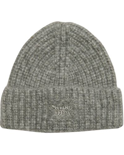 Superdry Rib Knit Beanie Hat Mütze - Grau