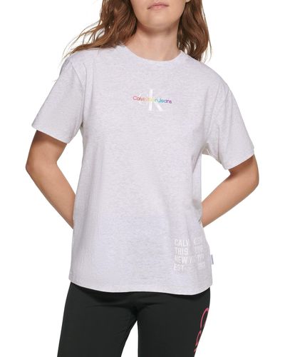 Calvin Klein Pride Monogram Logo Tour Tee T-Shirt - Grau