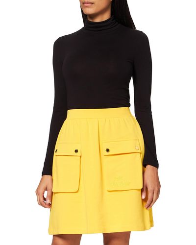 Love Moschino Skirts with Matching Logo Embroidery on Front Pocket Gonna - Giallo