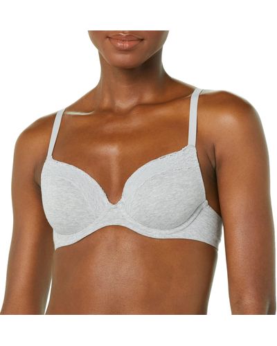 Amazon Essentials Cotton And Lace Lightly Lined Full Coverage Bra - Brown