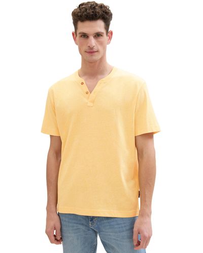Tom Tailor Basic Serafino-T-Shirt mit Struktur - Mehrfarbig