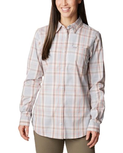 Columbia Anytime Patterned Long Sleeve Shirt - Gray