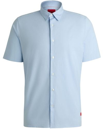 HUGO S Ebor Relaxed-fit Shirt In Peached Stretch Cotton Blue