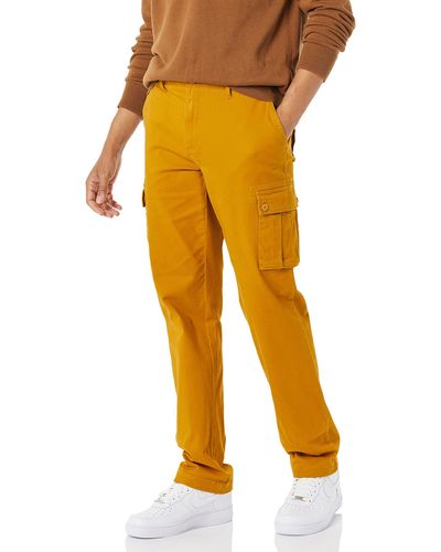 Amazon Essentials Pantaloni cargo elasticizzati dal taglio dritto - Giallo