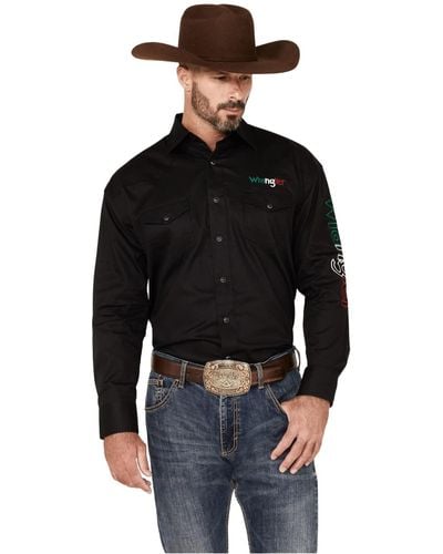 Wrangler Mexico Logo Snap Western Shirt Black Xx-large