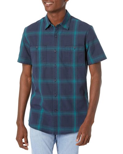 Amazon Essentials Camisa Chambray de ga Corta Hombre - Azul
