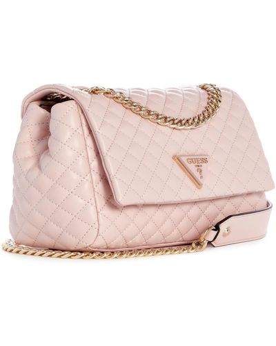 Guess Rainee Quilt Convertible Xbody Flap Bag Pale Pink - Roze
