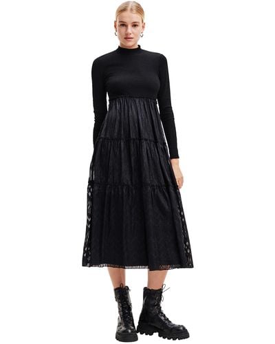 Desigual Combination Midi Dress Black