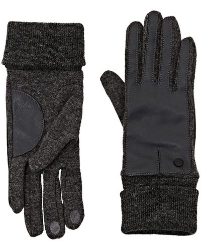 Esprit Handschuhe aus Wollmix mit Lederbesatz - Schwarz