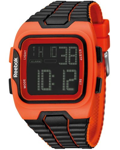 Reebok Workout Quartz Horloge Voor Met Zwart Wijzerplaat Digitaal Display En Meerkleurige Siliconen Band Rf-ws1-g9-popb-ob