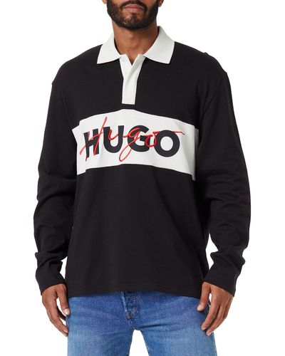 HUGO Dilvret Poloshirt aus Baumwoll-Jersey mit doppeltem Logo Schwarz M - Blau