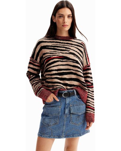 Desigual Oversize Zebra Pullover - Blue