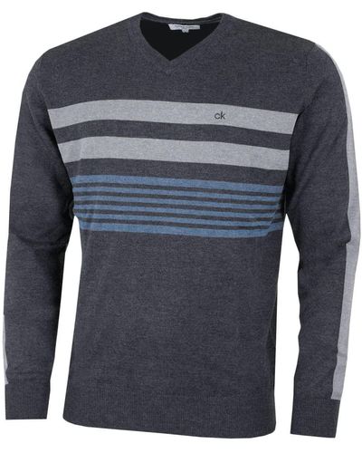 Calvin Klein Ausschnitt Streifen auf der Brust Sweater - Charcoal - Grau