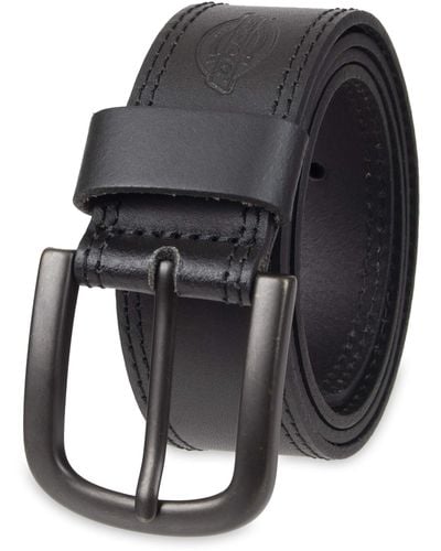 Dickies 100% Leather Jeans Belt With Reinforced Double-stitched Edge And Prong Buckle - Black
