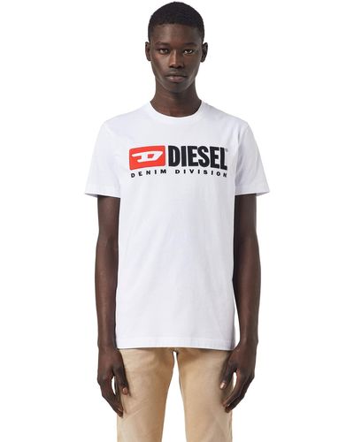 DIESEL T-shirt con logo in pile - Bianco