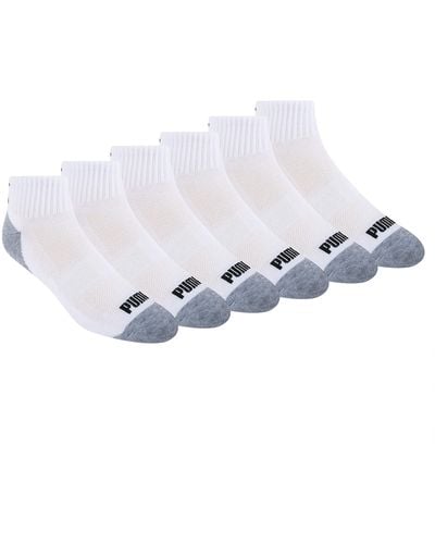 PUMA 6 Pack Quarter Crew S Socks - White