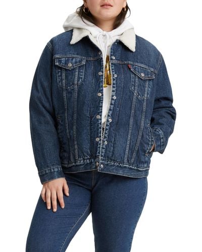 Levi's Pl Ex Bf Sherpa Trucker Rough And Tumble - Blu