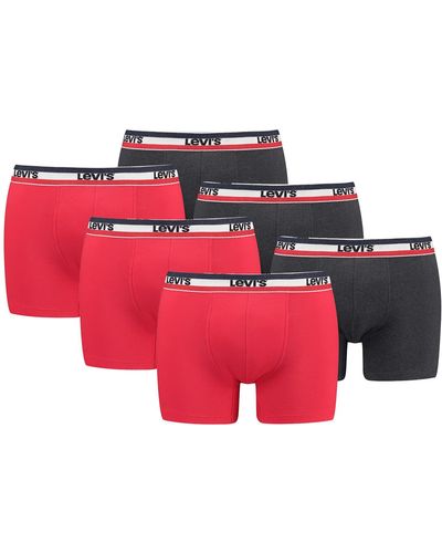 Levi's Sportswear Lot de 6 boxers en coton bio pour homme - Rouge