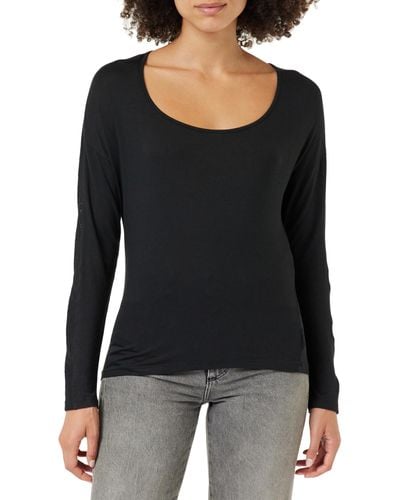 Calvin Klein Vrouwen L/s Curve Neck T-shirts - Zwart