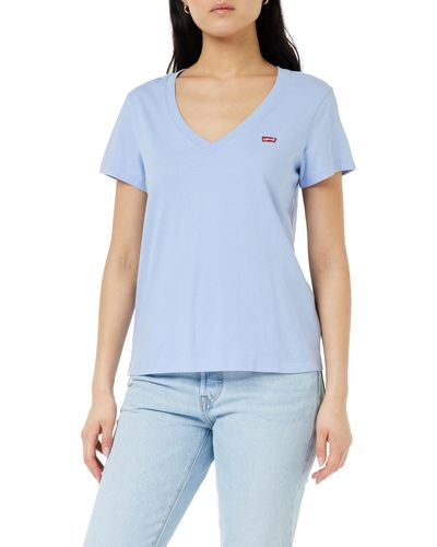 Levi's Perfect V-Neck T-Shirt,Brunnera Blue Cotton,XS - Blau