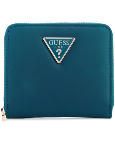 Guess Eco Gemma Small Zip Around Wallet - Blue