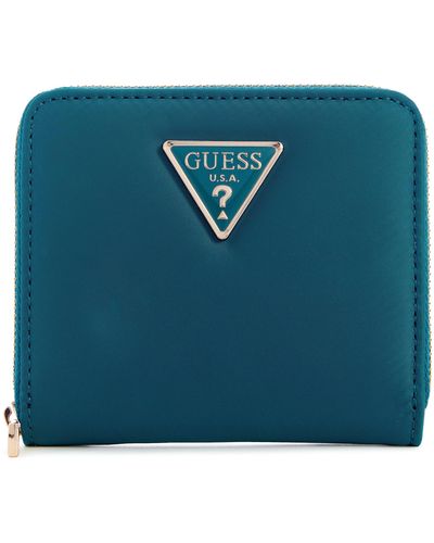 Guess Eco Gemma Kleine Geldbörse mit Reißverschluss - Blau