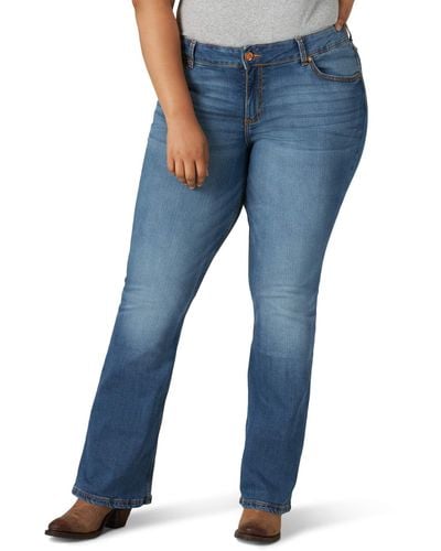 Wrangler Plus Retro Mae Mid Rise Stretch Bootcut Jeans - Blau