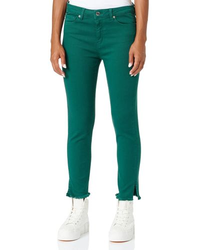 Love Moschino Cropped Bull with Logo Heart Back Tag Pantaloni Casual - Verde