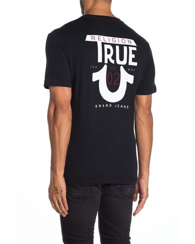 True Religion Logo TR Short Sleeve Crewneck Tee T-Shirt - Schwarz