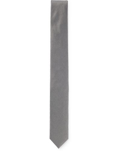 HUGO Tie cm 6 Dezent gemusterte Krawatte aus Seiden-Jacquard Dunkelgrau Stck - Weiß
