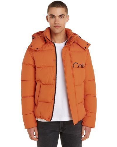 Calvin Klein Essentials Non Down Logo Winter Jacket - Orange