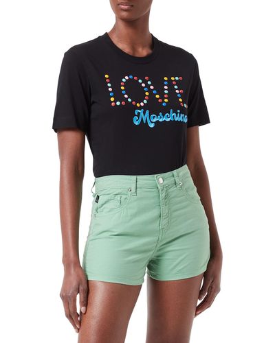 Love Moschino Fancy Cotton Linen Blend with Matching Logo Back Tag Pantaloncini Casual - Verde