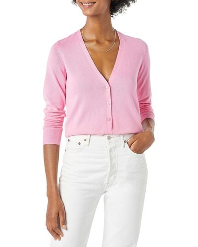Amazon Essentials Lightweight Vee Cardigan Sweater - Pink