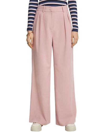 Esprit Hose aus Webstoff mit weitem Bein - Pink