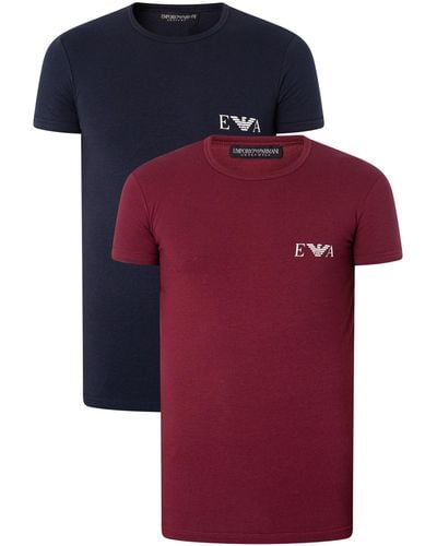 Emporio Armani 2 Pack Lounge Crew T-shirt - Red
