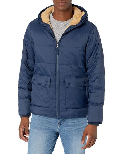 Amazon Essentials Long-sleeve Water-resistant Sherpa-lined Puffer Jacket - Blue