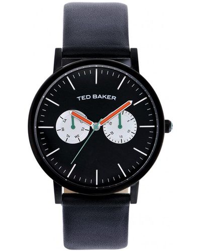 Ted Baker 10009301 Black Stainless Steel Leather Strap Watch