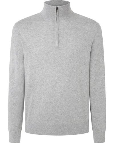 Hackett Hackett Cotton Cashmere Half Zip Sweater XL - Grau