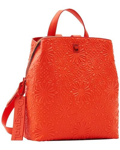 Desigual Small Geometric Embossed Backpack - Red