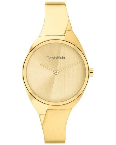 Calvin Klein Quartz Stainless Steel Case And Bangle Bracelet Watch - Metallic
