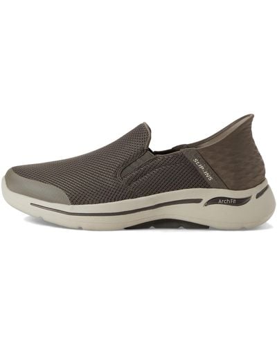 Skechers 216259 Slip Ins Go Walk Arch Fit Taupe Trainers 11 - Metallic