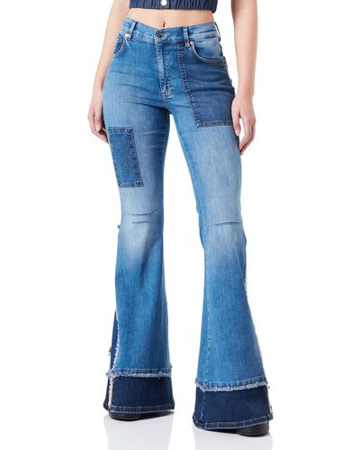 Love Moschino Maxi Flare Fit 5-Pocket Trousers Pantaloni Casual - Blu