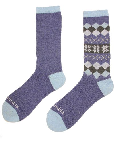 Columbia Matrix Wool Crew Socks 2 Pair - Blue