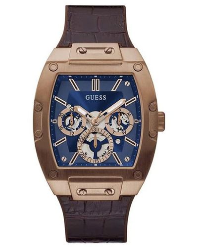 Guess Watches Phoenix Uhr analog Quarzwerk mit Leder Armband GW0202G2 - Blau