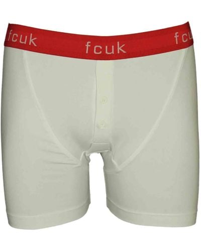 French Connection Mens New 2 Button Boxers In White-red & White-green Colours - Multicolour
