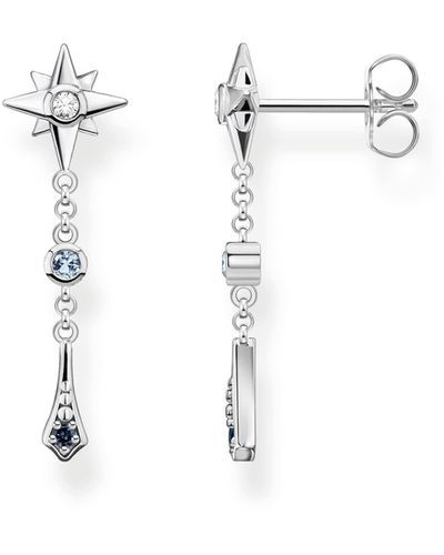 Thomas Sabo Sabo H2209-945-7 Royalty Star Earrings With Stones 925 Sterling Silver - Metallic