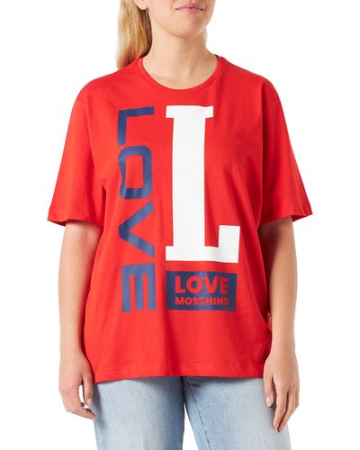 Love Moschino T- Shirt à ches Courtes Oversize Fit - Rouge